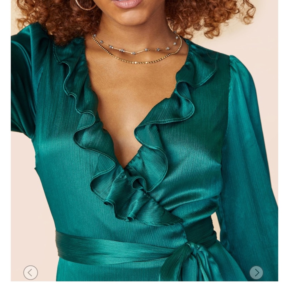 Silk short green dress